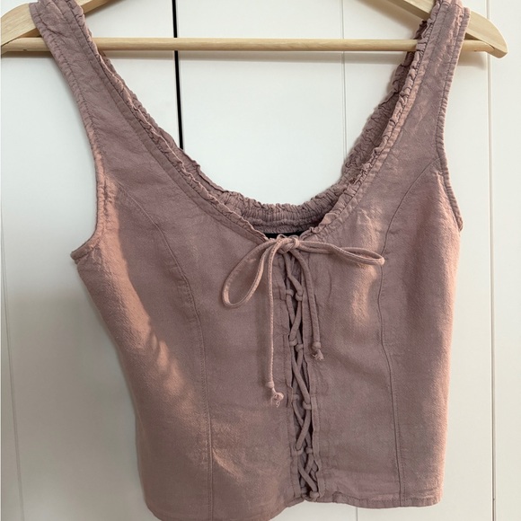 Abercrombie Linen Lace-Up Corset Tank - Picture 2 of 6